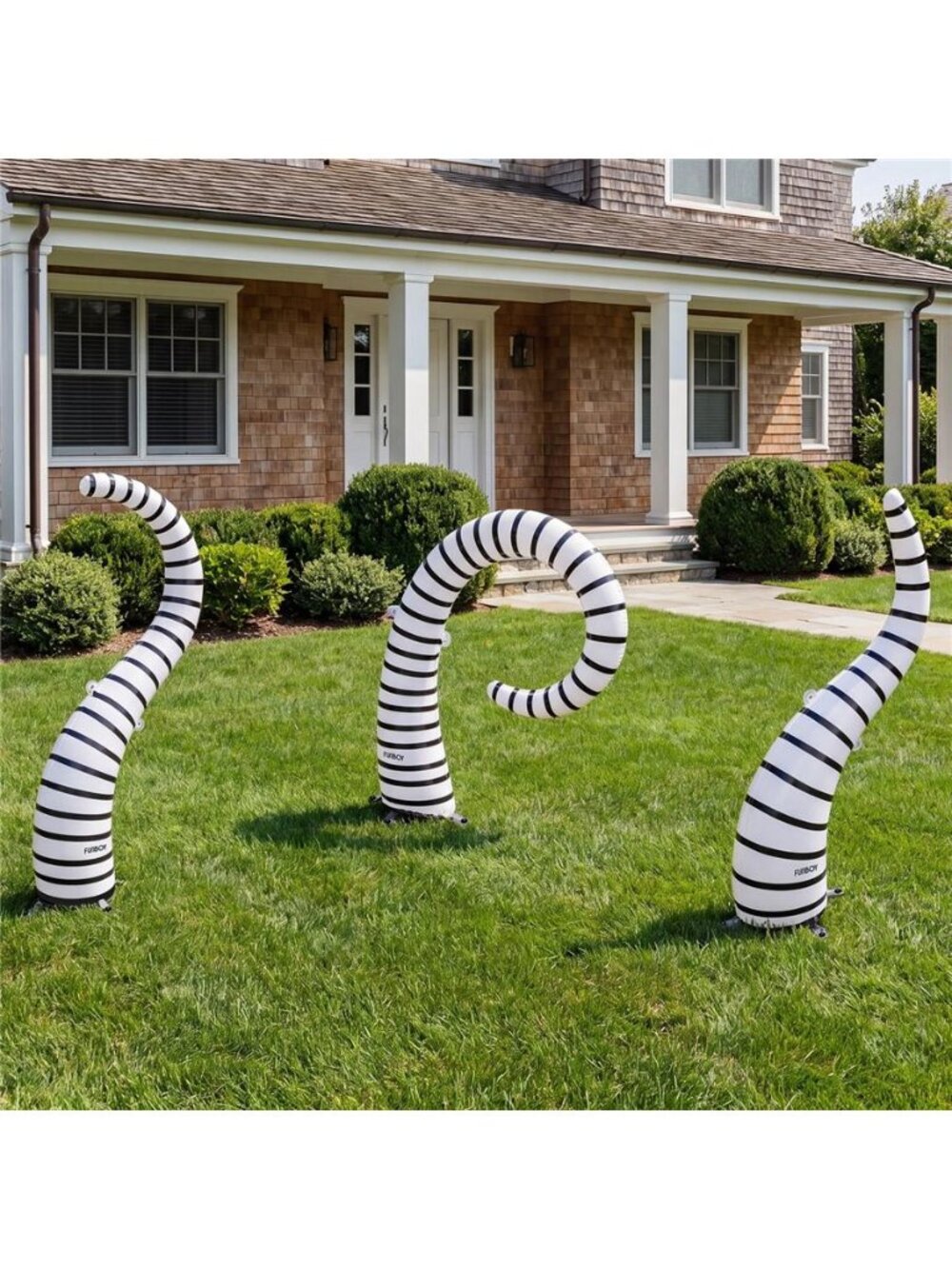 Inflatable Halloween Lawn Snakes 3-Pack, Black & White Outdoor Decor